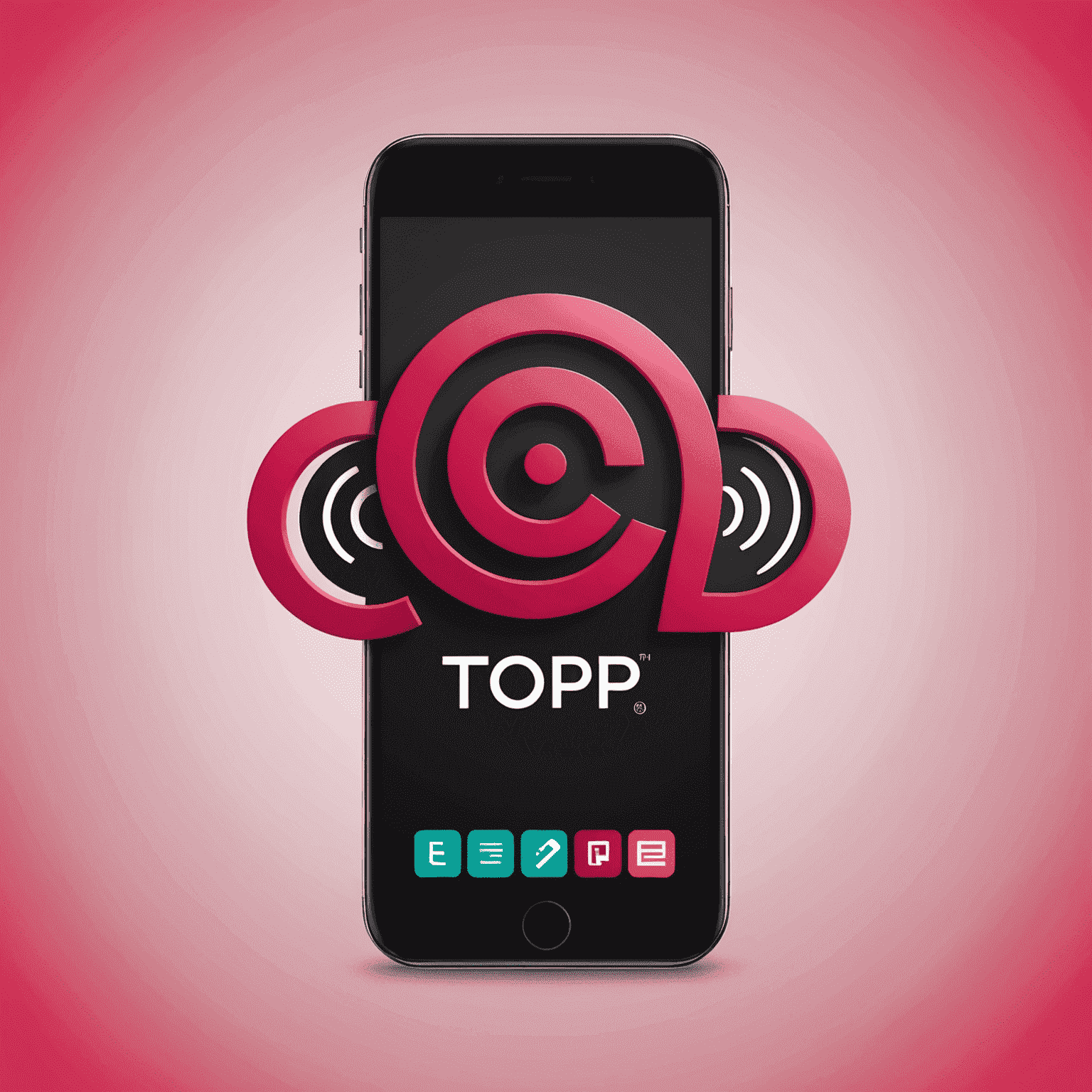 TopUp UAE Logo featuring a stylized mobile phone and internet symbol in red and pink colors