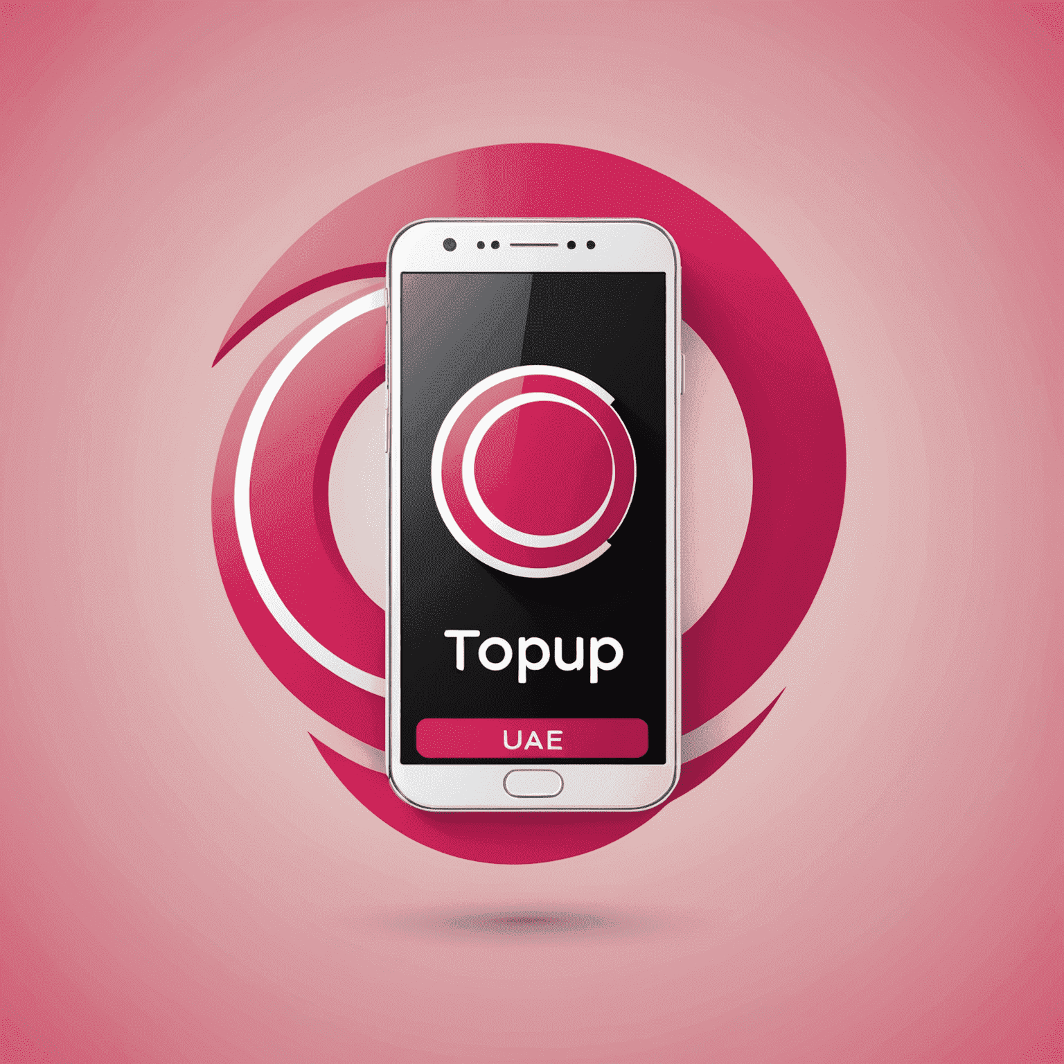 TopUp UAE Logo featuring a stylized mobile phone and internet symbol in red and pink colors