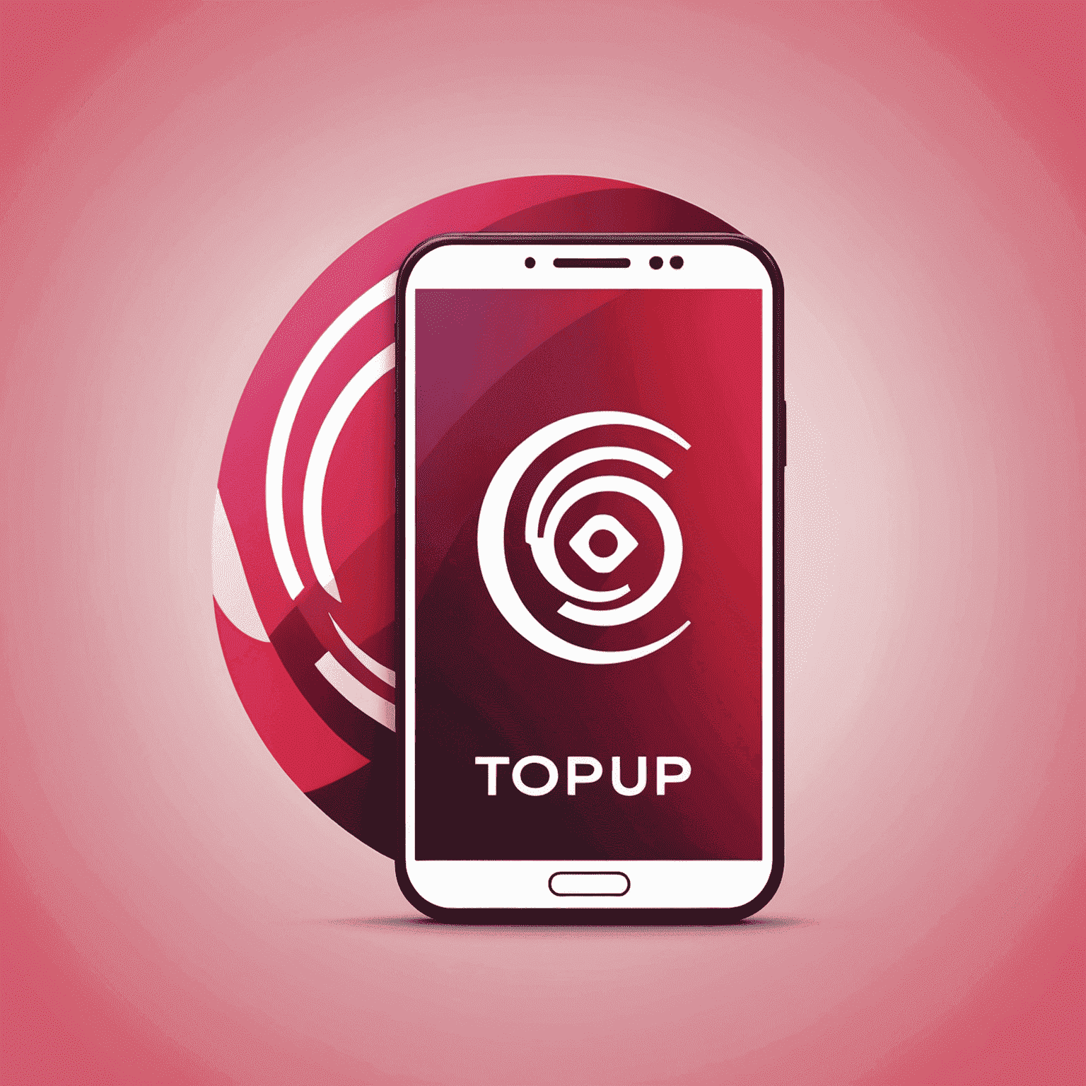 TopUp UAE Logo featuring a stylized mobile phone and internet symbol in red and pink colors