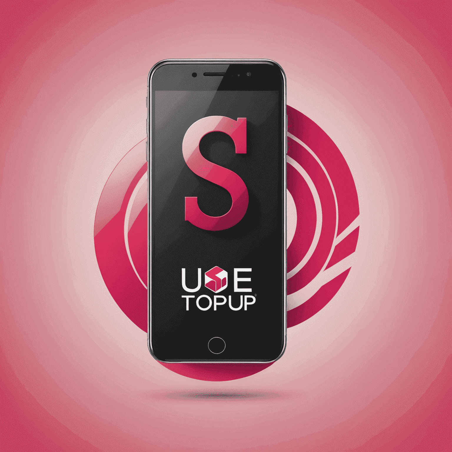 TopUp UAE Logo featuring a stylized mobile phone and internet symbol in red and pink colors