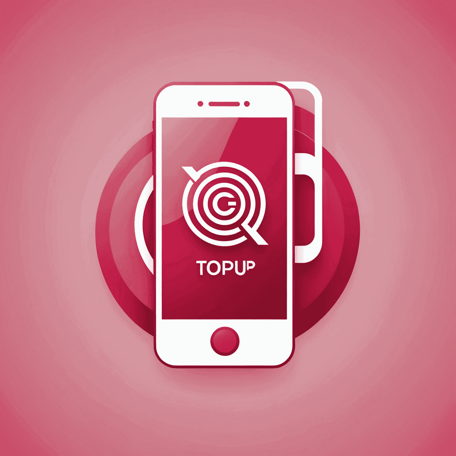 TopUp UAE Logo featuring a stylized mobile phone and internet symbol in red and pink colors