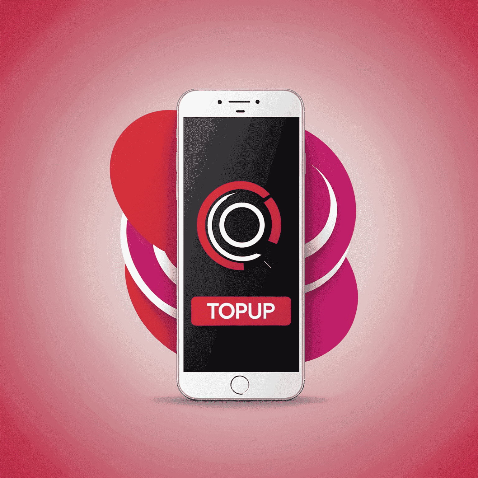 TopUp UAE Logo featuring a stylized mobile phone and internet symbol in red and pink colors