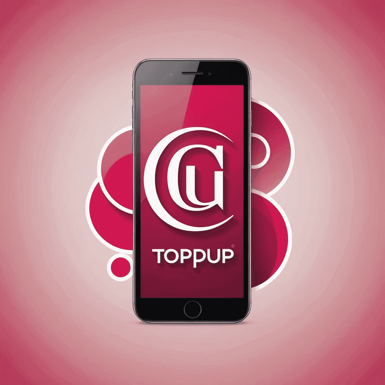 TopUp UAE Logo featuring a stylized mobile phone and internet symbol in red and pink colors