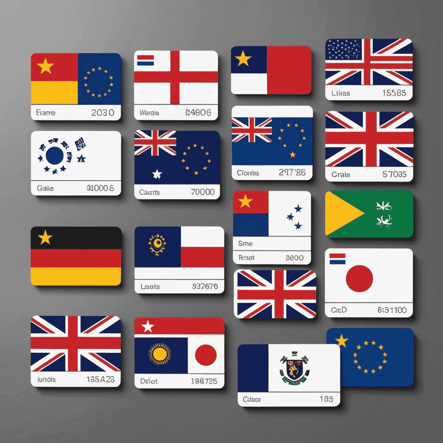 Various international calling cards displayed, showing different countries' flags and competitive rates