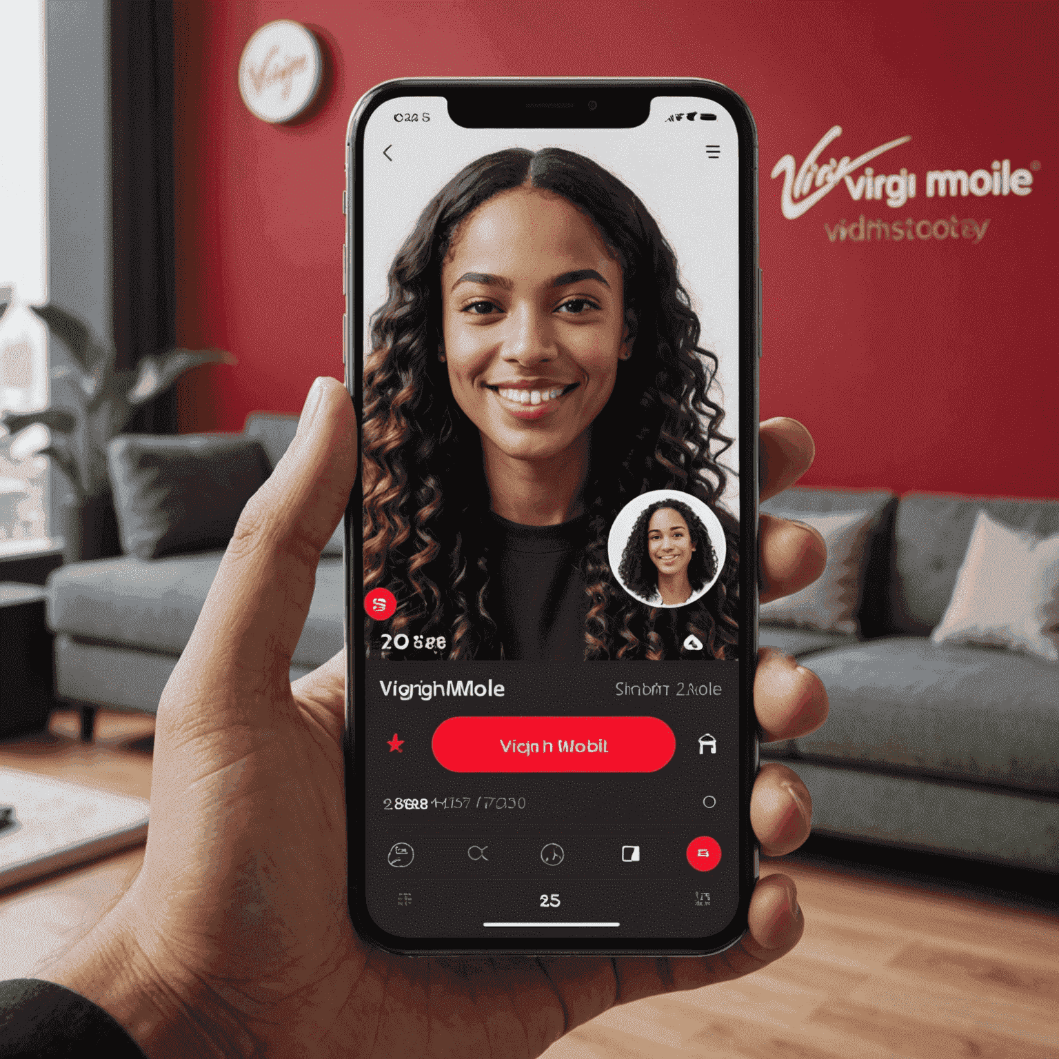 Virgin Mobile recharge offer showing a person video calling with high-quality streaming